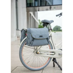 Fietstassen-New Looxs  Mondi Joy Double fietstas 38 liter quilted grey