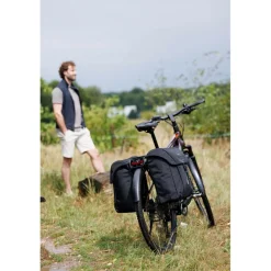 Fietstassen-New Looxs  Vigo Double fietstas 40 liter black green