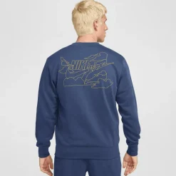 Nike Club FT Crew Bolt sweater heren midnight navy  lightening< Truien & Vesten