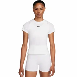 Tenniskleding-Nike Court Advantage tennisshirt dames white