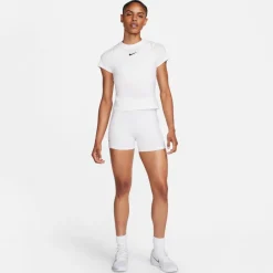 Tenniskleding-Nike Court Advantage tennisshirt dames white