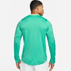 Tenniskleding-Nike Court Dri-FIT Advantage tennisshirt heren washed teal lime blast white