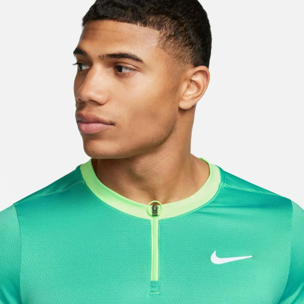 Tenniskleding-Nike Court Dri-FIT Advantage tennisshirt heren washed teal lime blast white