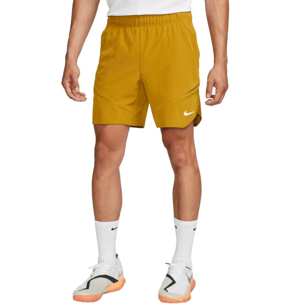 Nike Court Dri-FIT Advantage tennisshort heren bronzine lime blast white< Tenniskleding