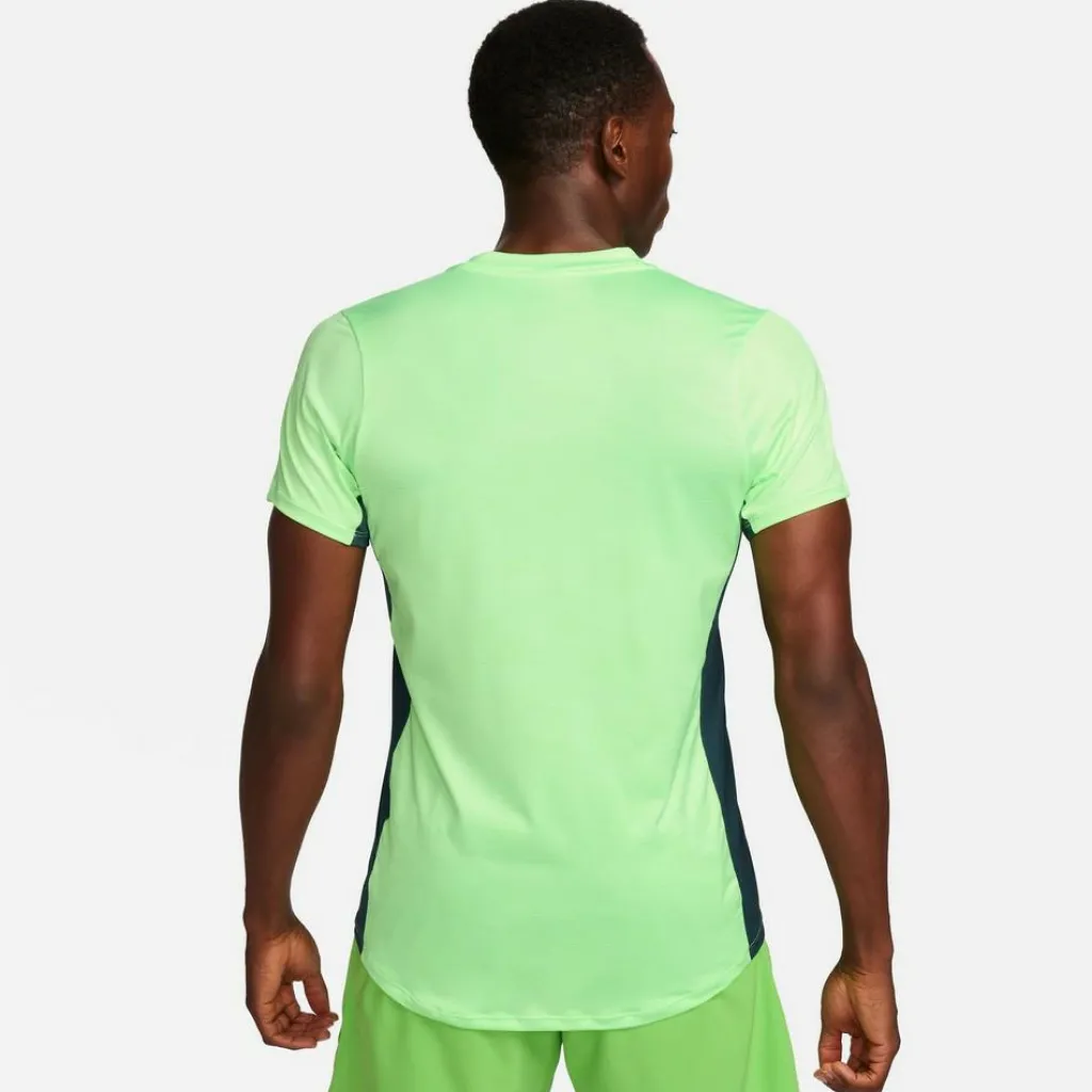 Tenniskleding-Nike Court Dri-FIT Advantage tennisshirt heren lime blast deep jungle black