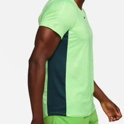 Tenniskleding-Nike Court Dri-FIT Advantage tennisshirt heren lime blast deep jungle black