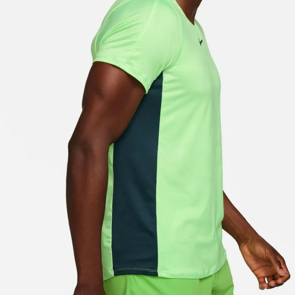 Tenniskleding-Nike Court Dri-FIT Advantage tennisshirt heren lime blast deep jungle black