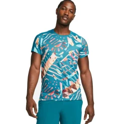 Tenniskleding-Nike Court Dri-FIT Slam tennisshirt heren green geode teal white