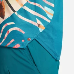 Tenniskleding-Nike Court Dri-FIT Slam tennisshirt heren green geode teal white