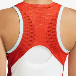 Tenniskleding-Nike Court Dri-FIT Slam tennis tanktop dames white orange blue