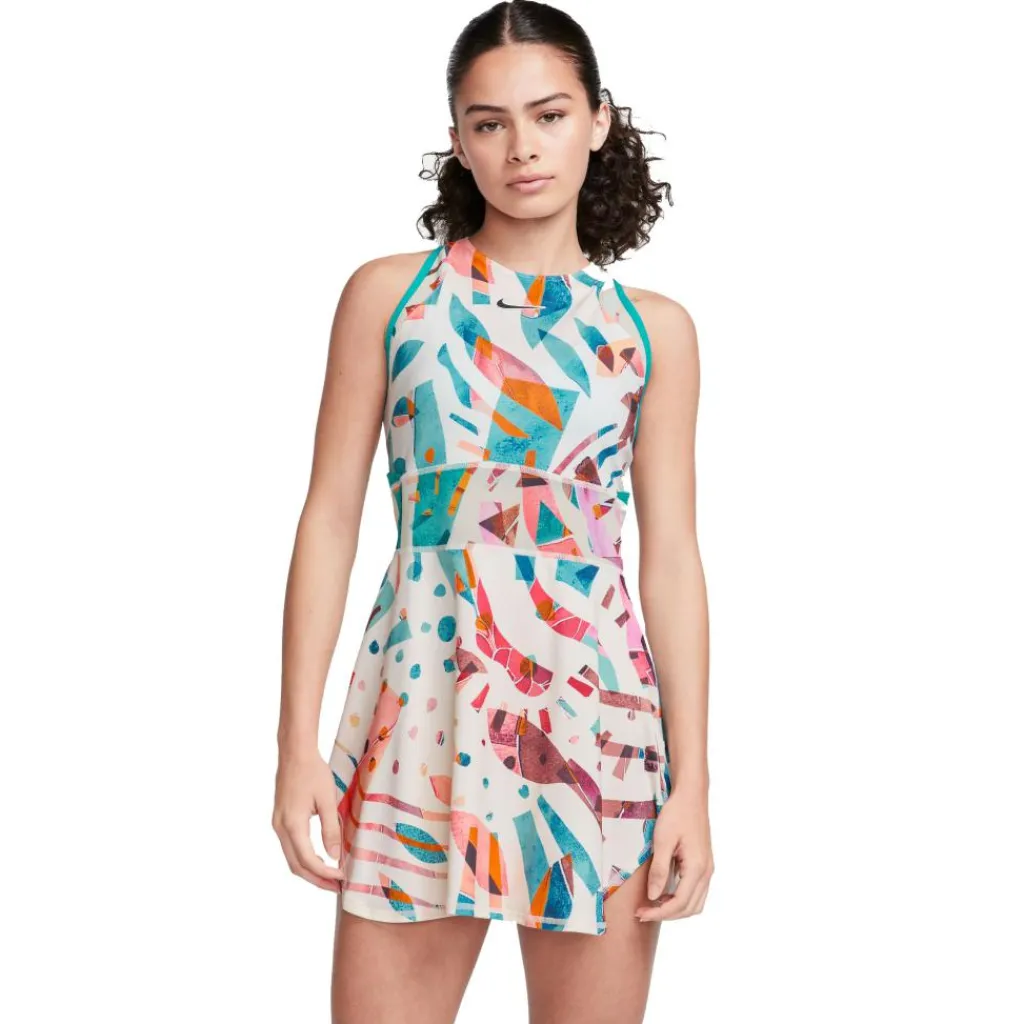 Nike Court Dri-FIT Slam tennisjurk dames white coconut milk teal nebula black< Tenniskleding