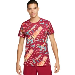 Tenniskleding-Nike Court Dri-FIT Slam tennisshirt heren red noble white