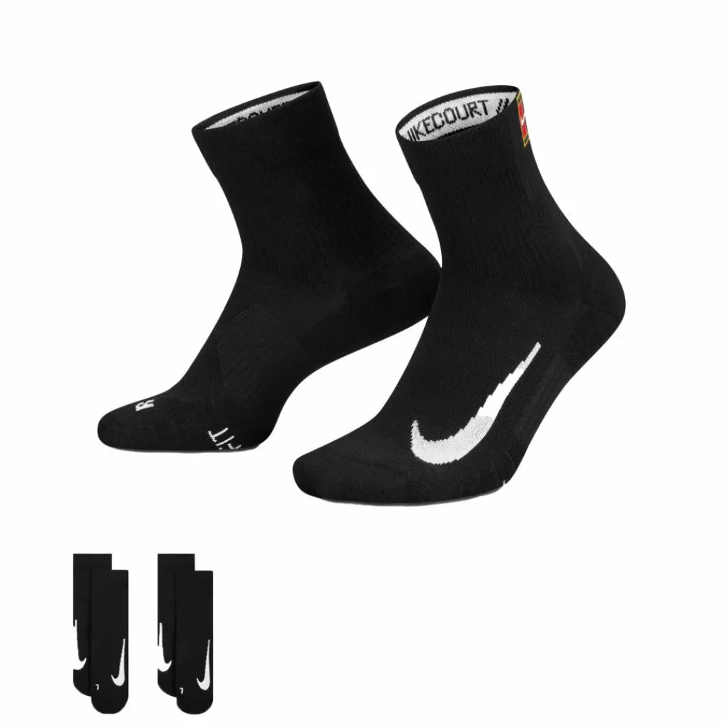Tenniskleding-Nike Court Multiplier Max tennissokken heren 2-pack black