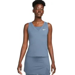 Tenniskleding-Nike Court Victory tennis tanktop dames diffused blue white