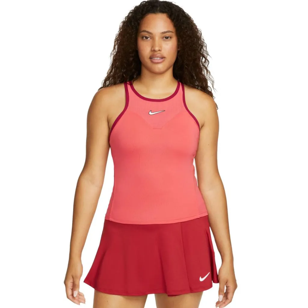 Nike Dri-FIT Slam tennis tanktop dames ember glow noble red white< Tenniskleding