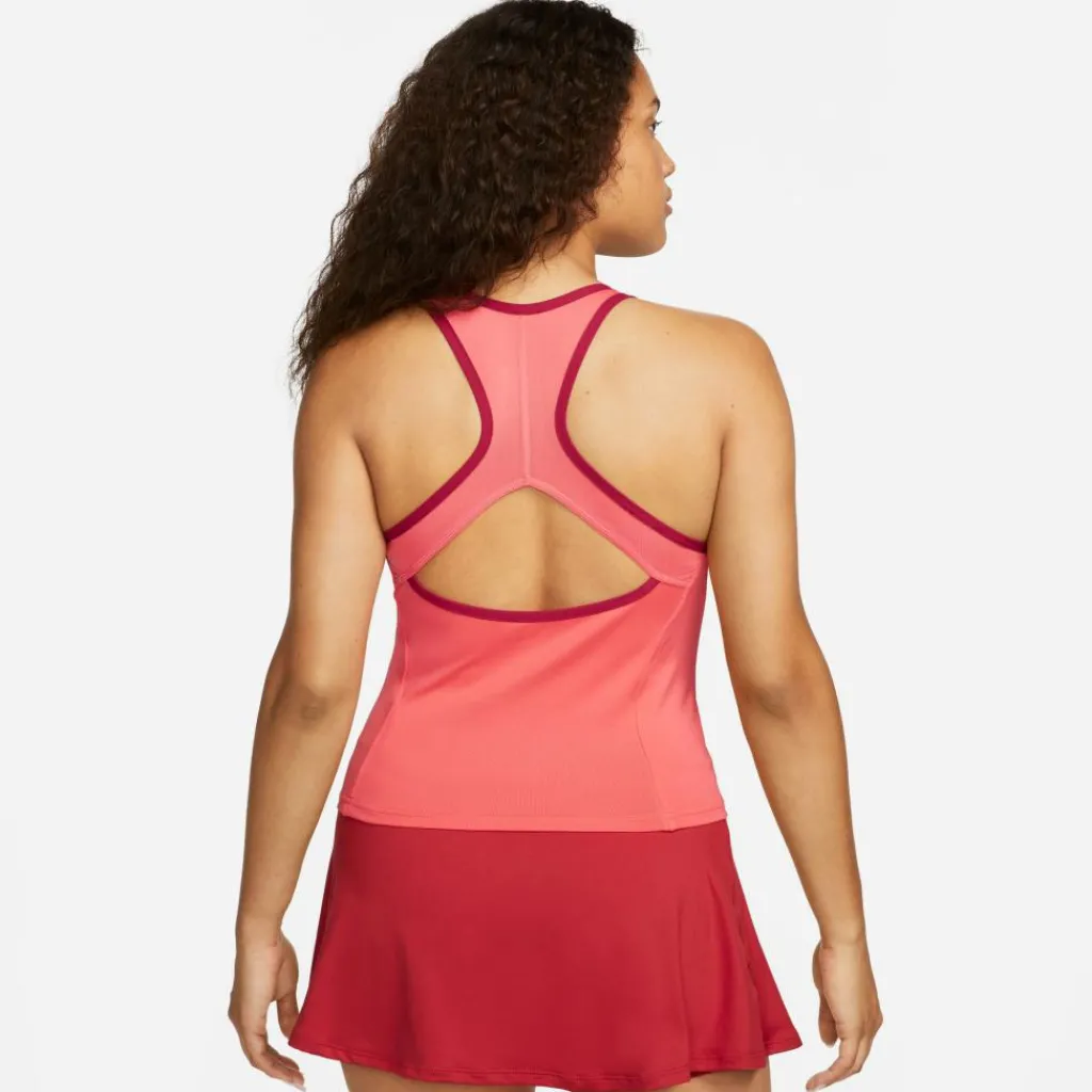 Nike Dri-FIT Slam tennis tanktop dames ember glow noble red white< Tenniskleding
