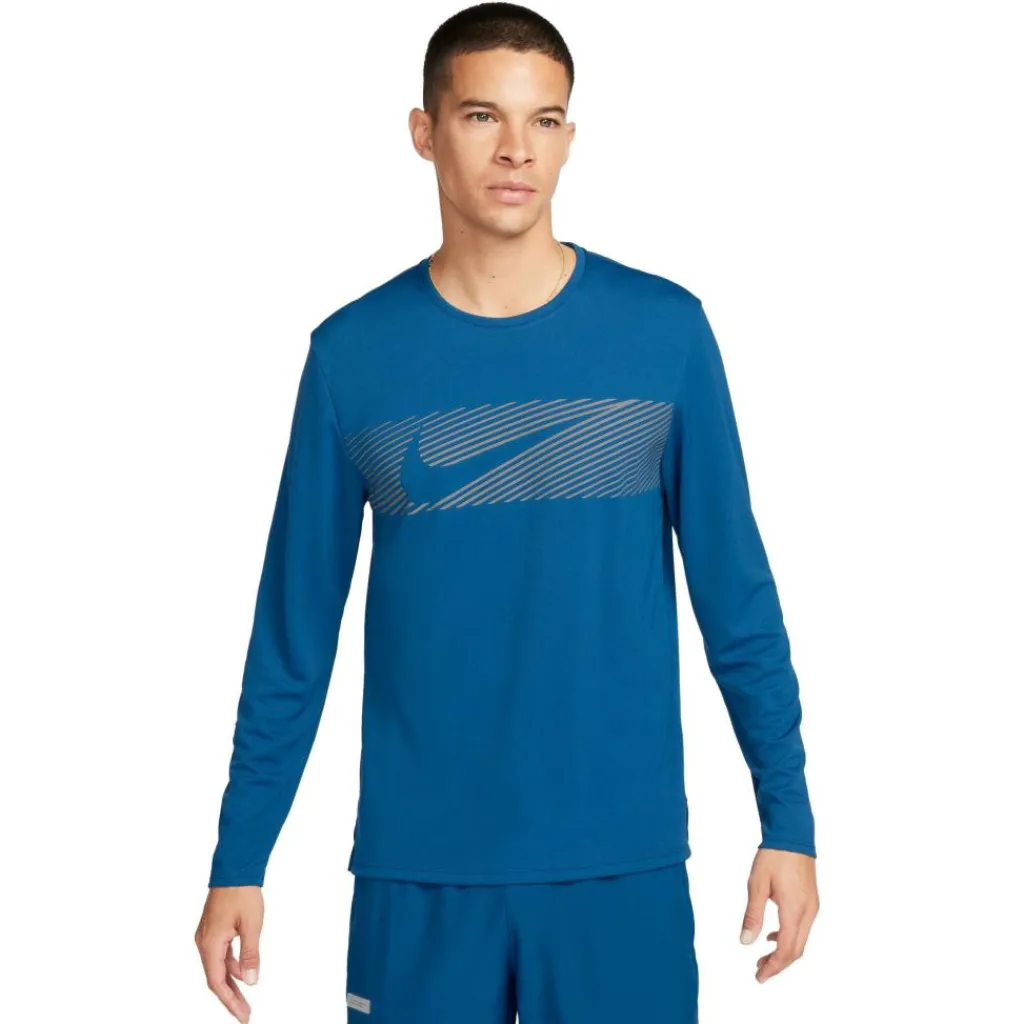 Hardloopkleding-Nike Miler Flash Dri-FIT hardloopshirt heren court blue reflective silver