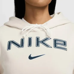 Nike Sportswear Phoenix Fleece Logo hoodie dames light  orewood brown white armor< Truien & Vesten