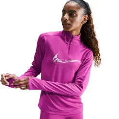 Nike Swoosh hardloopshirt dames hot fuchsia light wild mango< Hardloopkleding