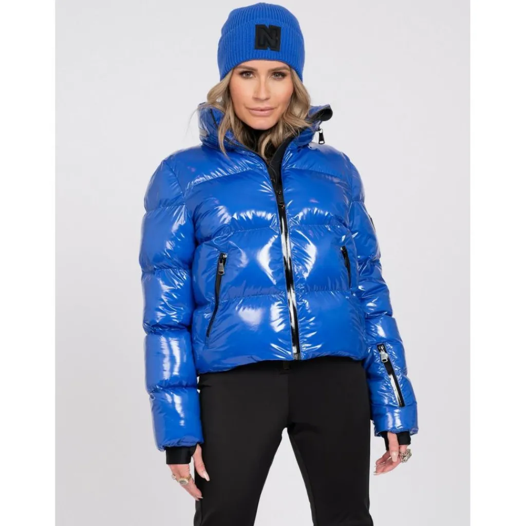 Ski Jassen|Wintersport-NIKKIE Gstaad Laquer winterjas dames dazzling blue