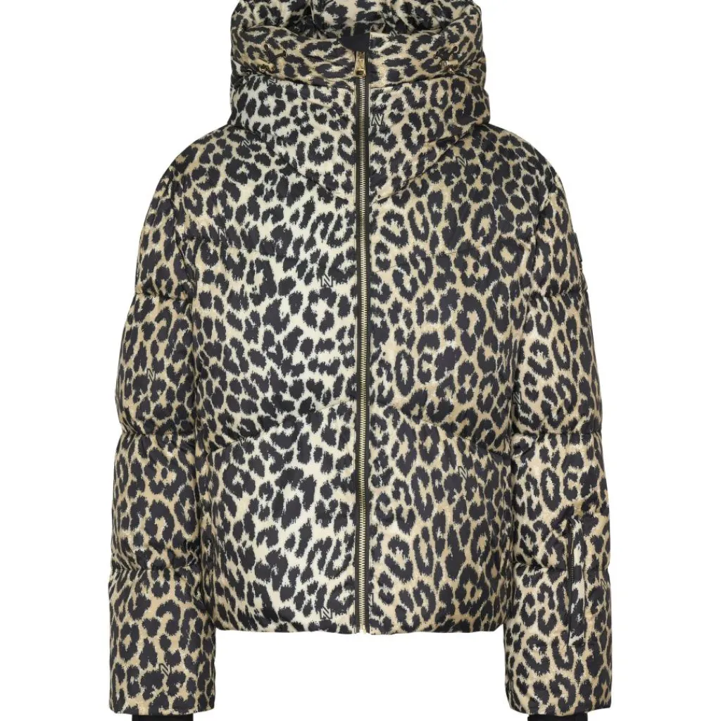 NIKKIE Newport Leopard winterjas dames hummus< Ski Jassen|Wintersport