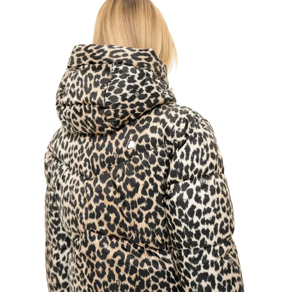 NIKKIE Newport Leopard winterjas dames hummus< Ski Jassen|Wintersport