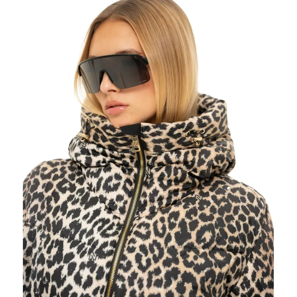 NIKKIE Newport Leopard winterjas dames hummus< Ski Jassen|Wintersport