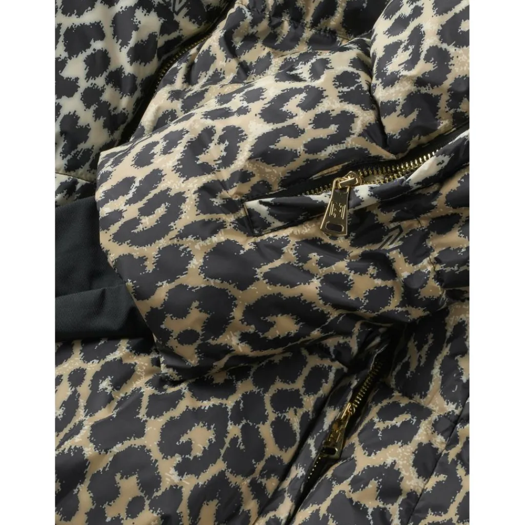 NIKKIE Newport Leopard winterjas dames hummus< Ski Jassen|Wintersport