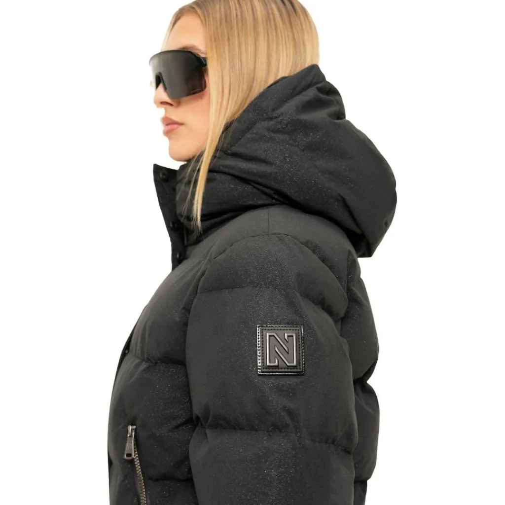 Ski Jassen|Wintersport-NIKKIE Numa Glitter winterjas dames black
