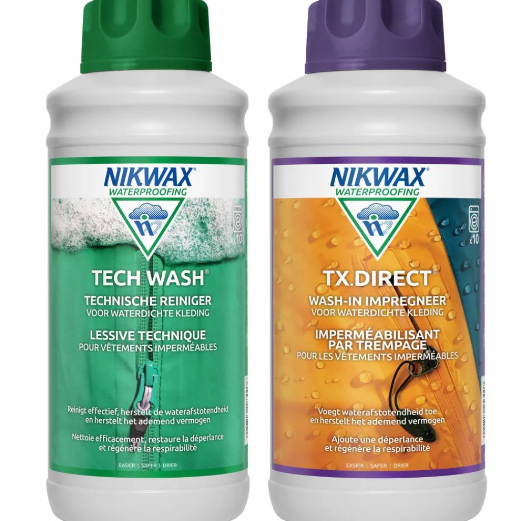 Nikwax Tech Wash wasmiddel & TX-Direct impregneermiddel 1 liter< Onderhoud Kleding