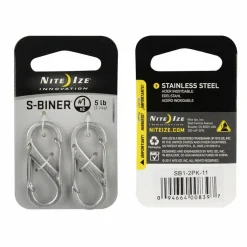 Nite Ize  S-Biner #1 karabijnhaken zilver 2-pack< Overige Accessoires