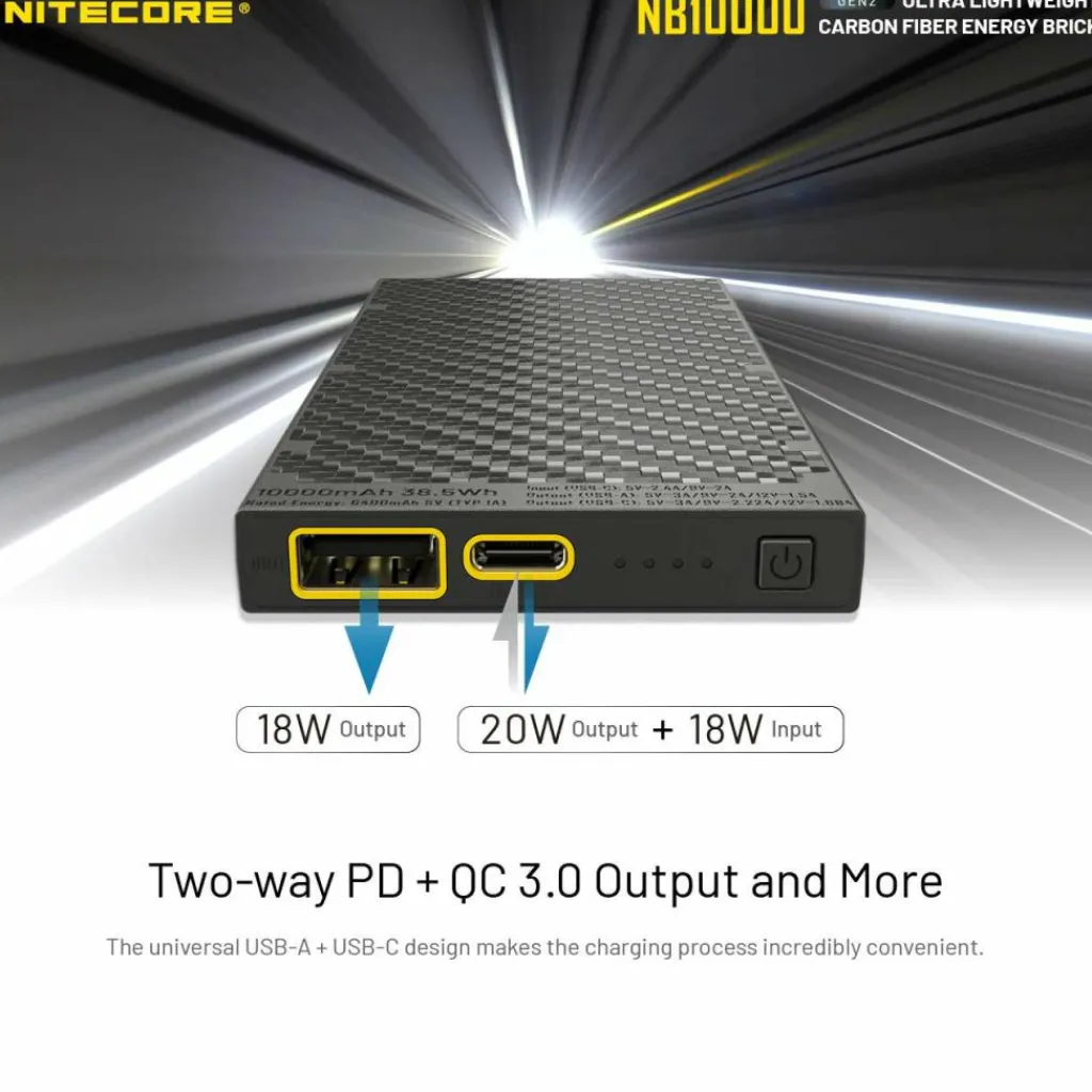 Nitecore NB10000 Gen2 powerbank black< Accu's & Batterijen