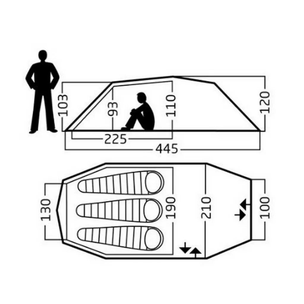 Nordisk Oppland 3 3.0 PU lichtgewicht tunneltent dark olive< 3-Persoons Tent|Tunneltenten