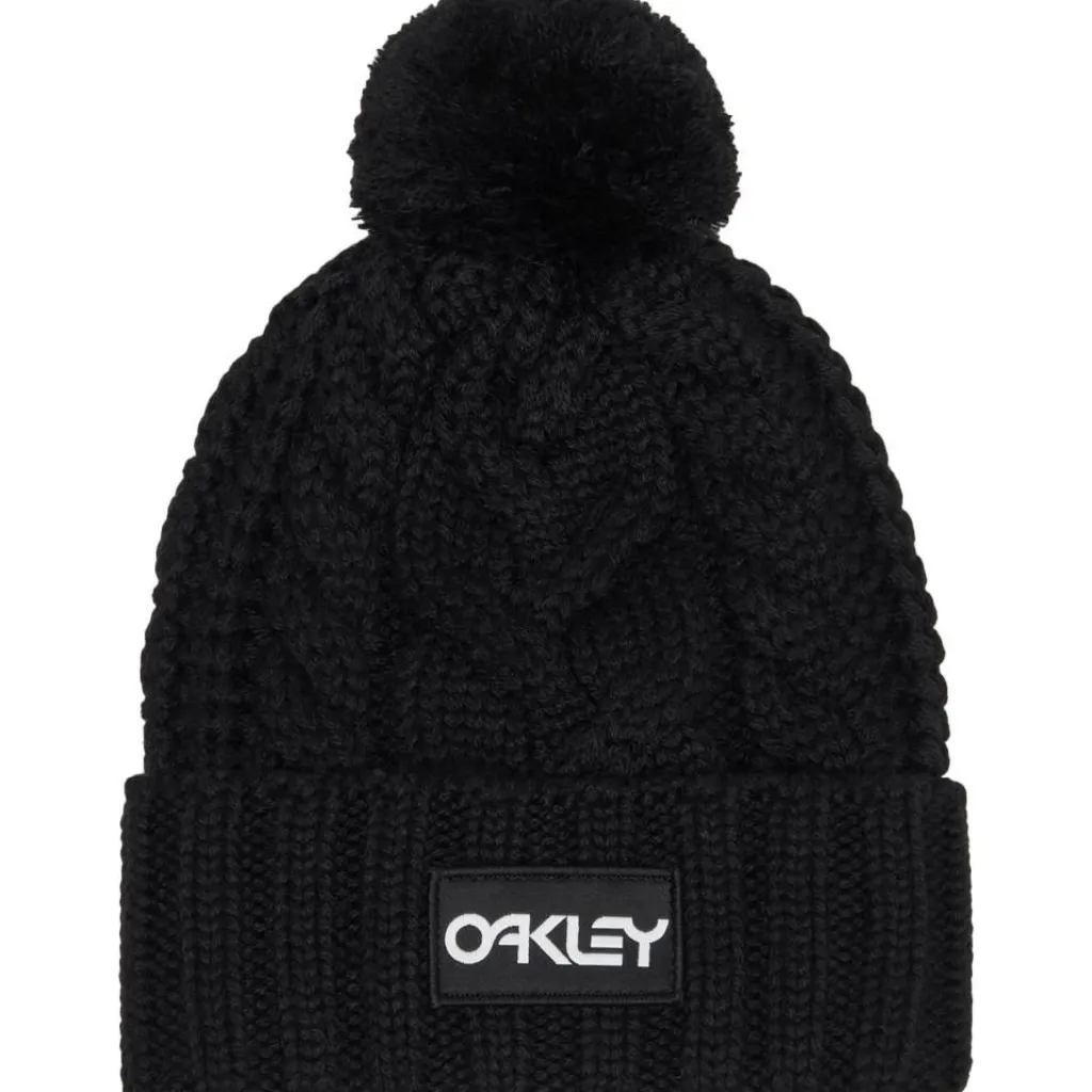 Mutsen|Wintersport-Oakley Harper Pom muts black white logo