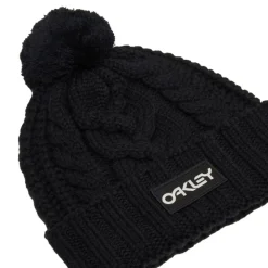Mutsen|Wintersport-Oakley Harper Pom muts black white logo