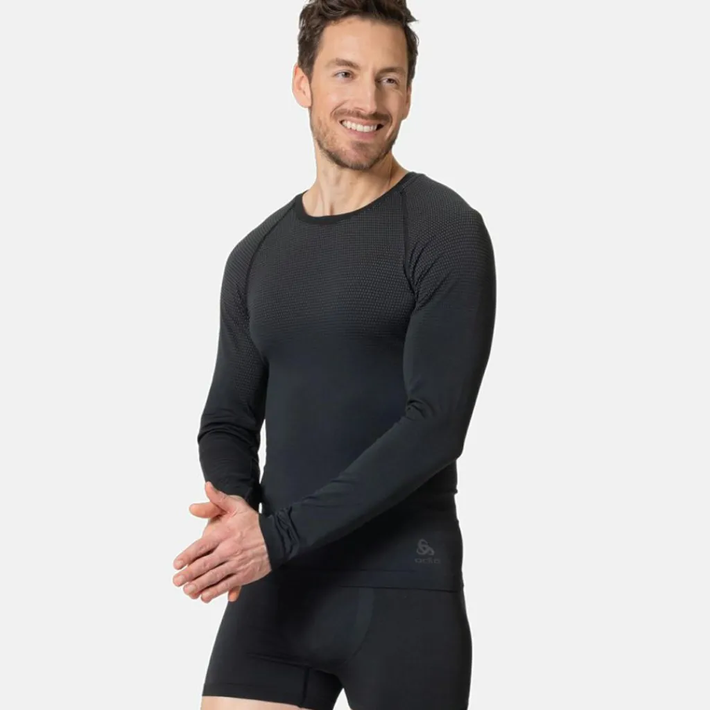 Thermokleding|Wintersport-ODLO Performance Light Eco LS thermoshirt heren black