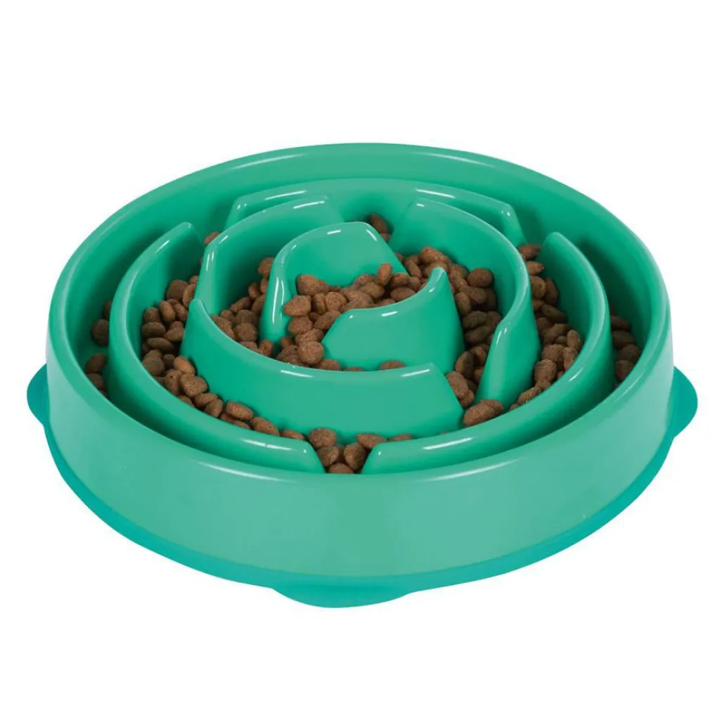 Hondenartikelen-Outward Hound Fun Feeder Slo Bowl voerbak groen