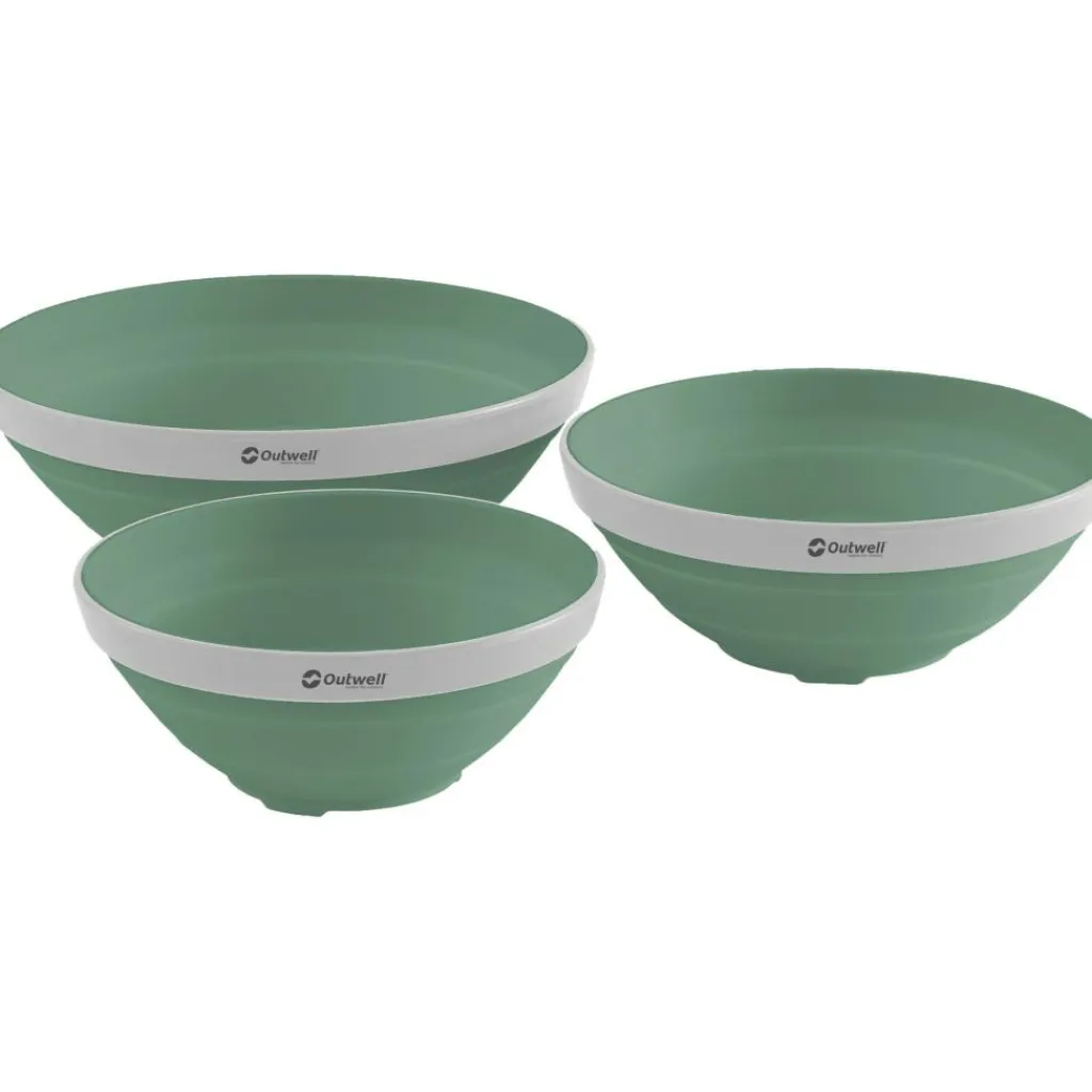 Schalen-Outwell Collaps opvouwbare schalenset 3,5 - 2 - 1,5 liter shadow green