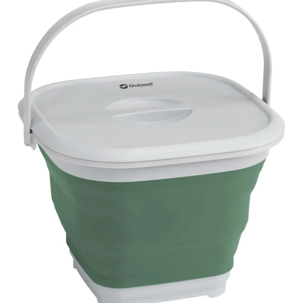 Emmers & Bakken-Outwell Collaps opvouwbare emmer vierkant met deksel 9 liter shadow green