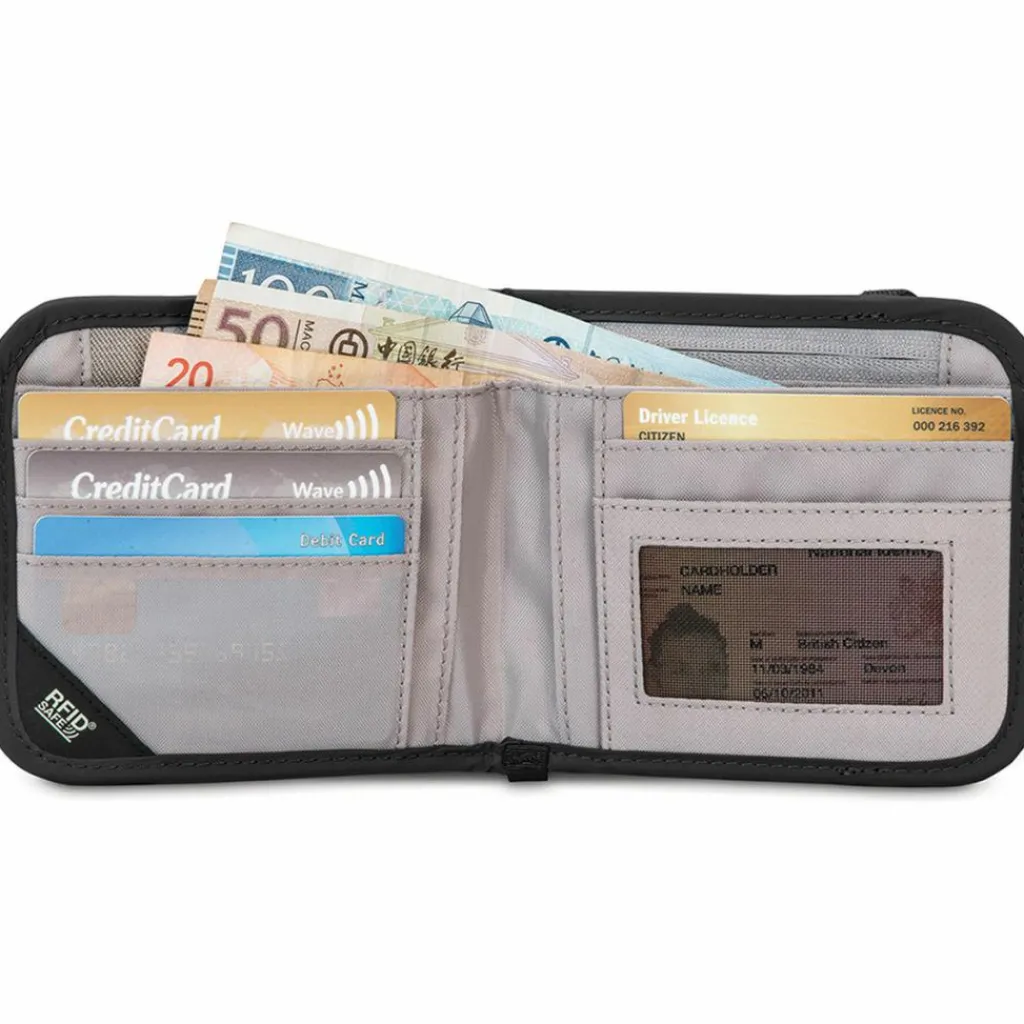 PacSafe RFIDsafe V100 Bifold portemonnee black< Moneybelts & Documententasjes