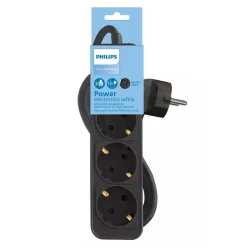 Philips 3-voudige stekkerdoos 1,5 meter black< Camping Elektra