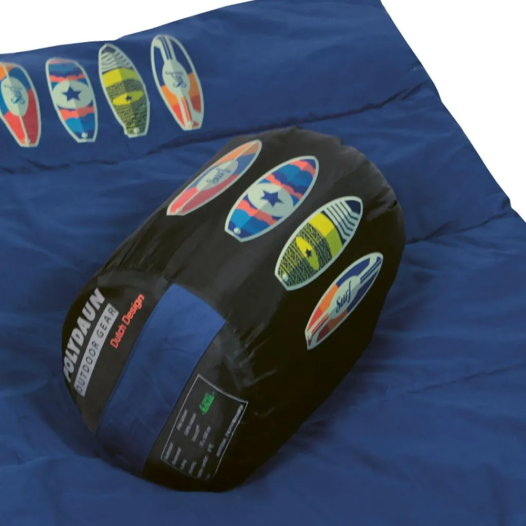 Slaapzakken-Polydaun Beach House slaapzak junior blue surfboard