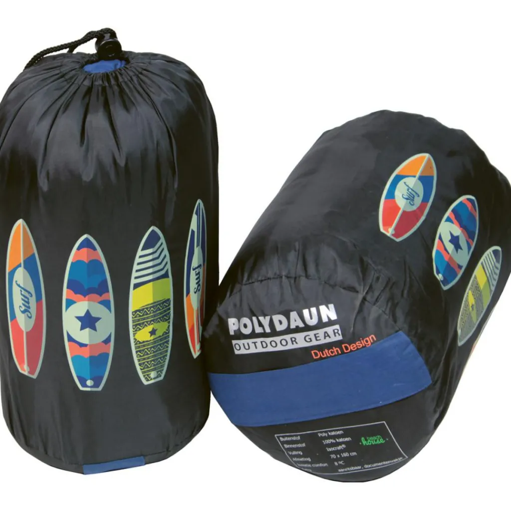 Slaapzakken-Polydaun Beach House slaapzak junior blue surfboard