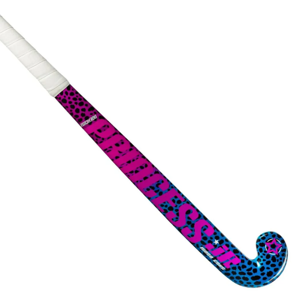 Hockeystick-Princess Hockey Woodcore Mid Bow hockeystick junior leopard purple neon pink