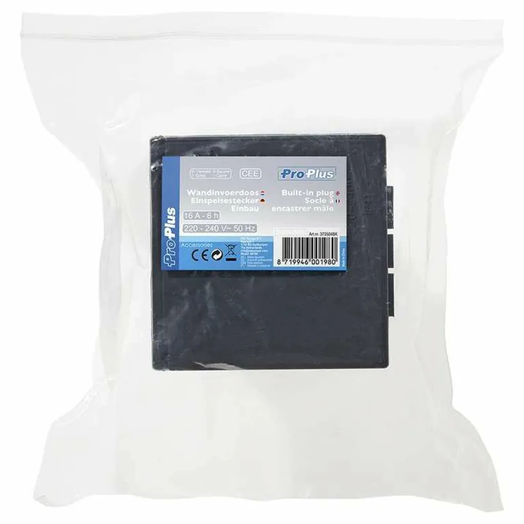ProPlus CEE wandinvoerdoos vierkant zwart< Camping Elektra