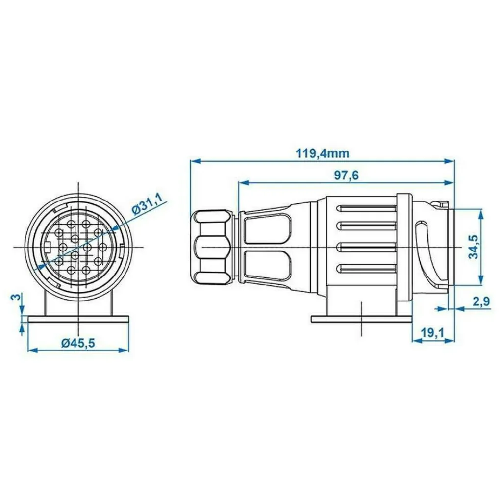 ProPlus 13-polige Jaeger stekker< Camping Elektra