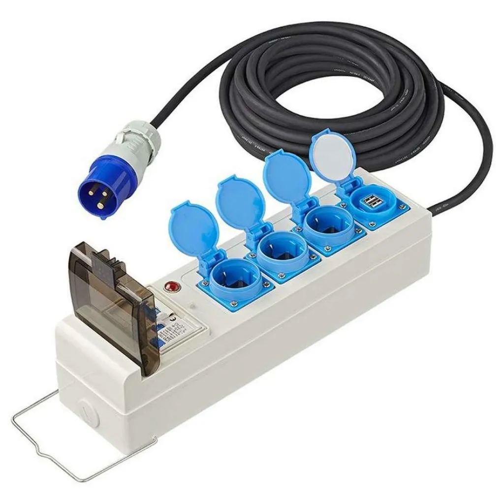 Camping Elektra-ProPlus Tent-vouwwagen stekkerdoos met aardlekschakelaar 10 meter