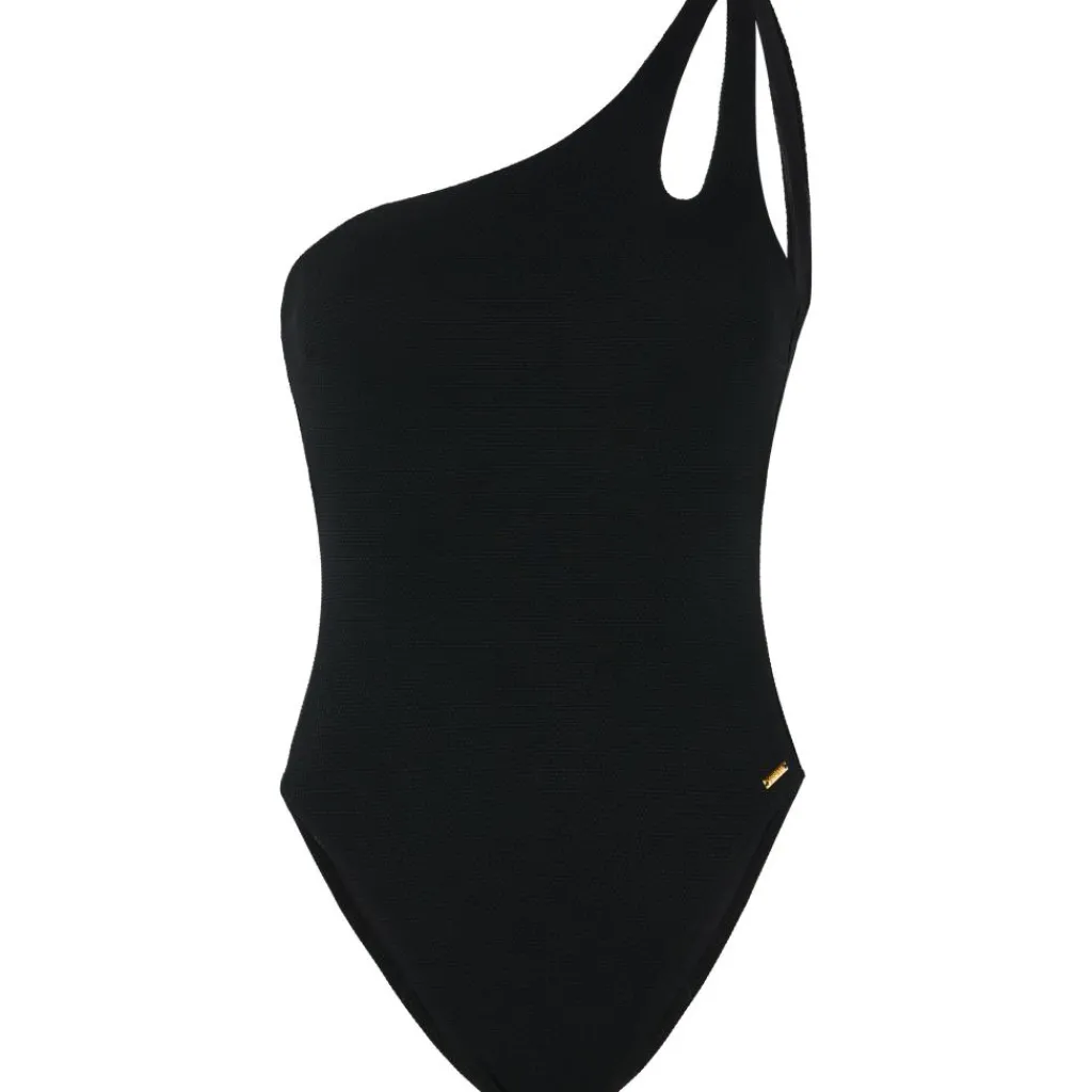 Protest Lace One Shoulder badpak dames true black< Badpakken