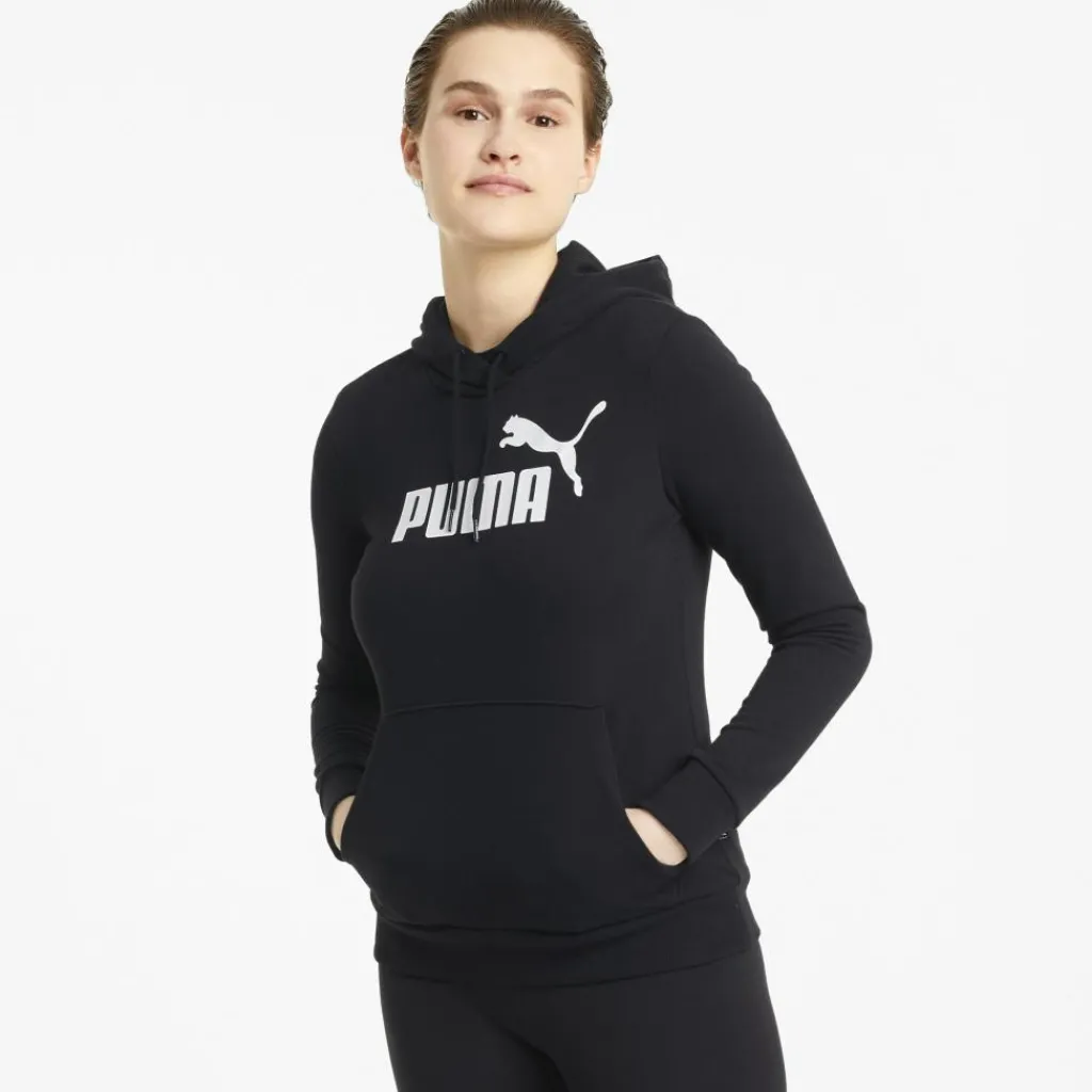 Truien & Vesten-Puma Essentials Logo hoodie dames black