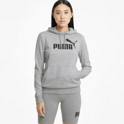 Puma Essentials Logo hoodie dames light grey heather< Truien & Vesten
